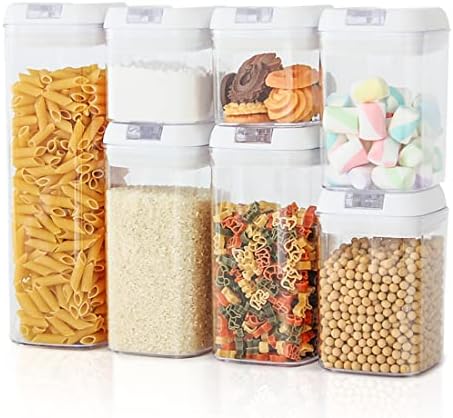 CQT hermetički zatvorena posuda za skladištenje hrane 7 komada plastične posude za žitarice bez BPA sa jednostavnim poklopcima za zaključavanje, za organizaciju i skladištenje kuhinjske ostave,