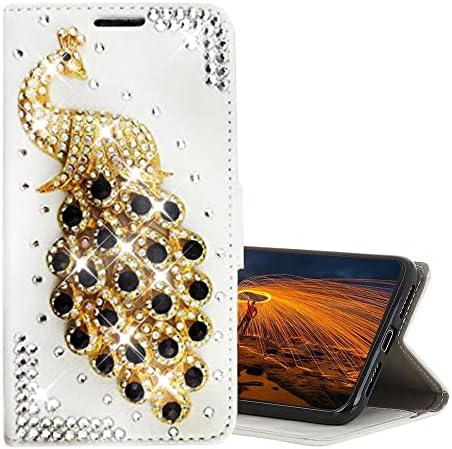 Glitter Wallet futrola za telefon kompatibilna sa Samsung Galaxy A10e 2019, AS-Zeke 3d ručno rađena serija paun