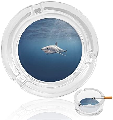 Shortfin morski pas pod morskom staklenom pepelom za cigarete okrugle ladice za pepeo za kućni ured i restorane