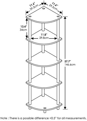 Furinno Turn-N-cijev 5-slojni ugaoni stalak za višenamjenske Police, 1-pakovanje, tamno smeđe zrno