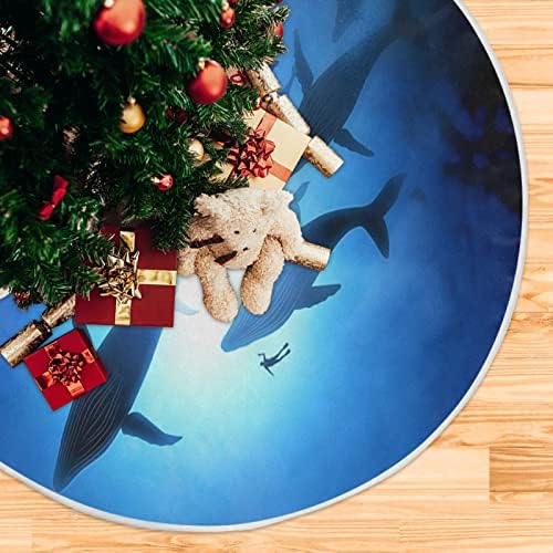 Oarencol Humpback Whales božićna suknja od 36 inča Plavo more Ocean Animal Xmas Holiday party Tree Detaos