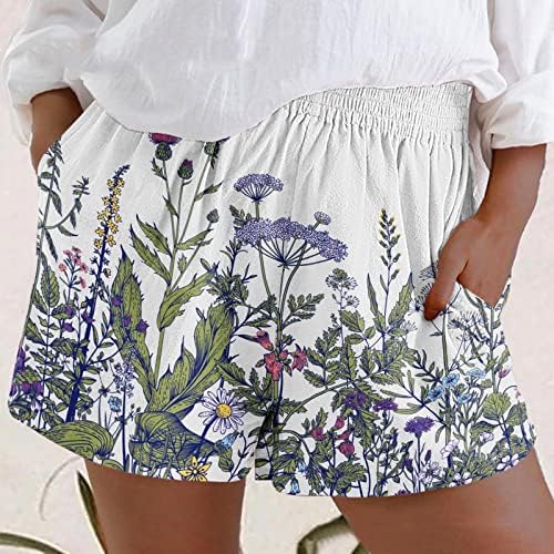 PGOJUNI Žene Ležerne kratke hlače Ljeto u boji Elastični struk pamučne kratke hlače udobne lagane