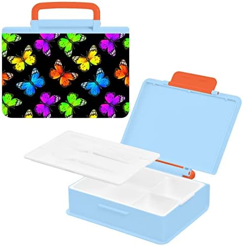 MccIver šareni leptiri Bento kutija za ručak sa ručkom s ručkom prenosni dječji ručak sa kašikom vilica nepropusna