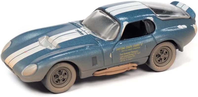 Johnny Lightning 1964 Shelby Cobra Daytona Coupe Viking Blue Met w / bijele pruge Weathered Ltd