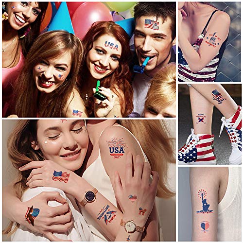 Četvrti ukrasi za tattoos 10 listova Crvena bijela i plava zabava, 4. jula, USA zastava države, Dan sjećanja,