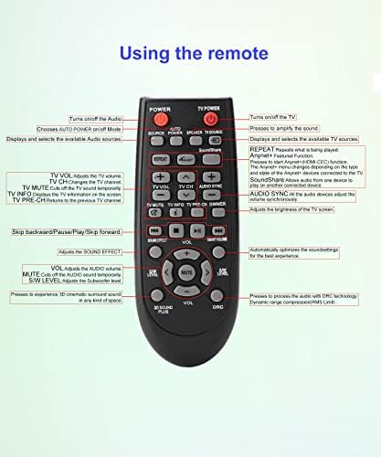 Jisowa Remote Comport za Samsung Soundbar Universal AH59-02547B HW-H550 HW-FM45C HW-E450 HW-D450 / ZA AH59-02433A