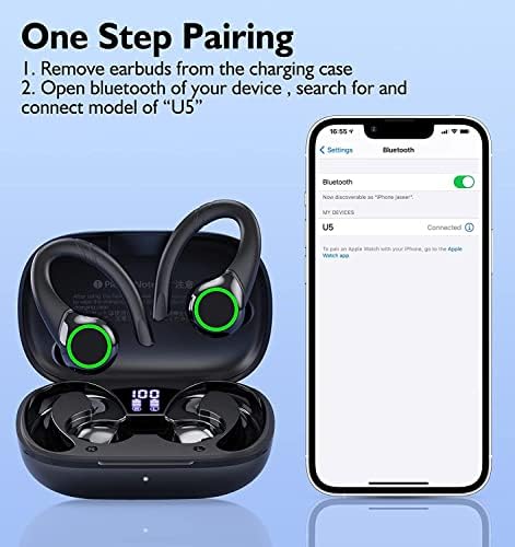 Bežične slušalice Bluetooth 5.2 bežične sportske Bluetooth slušalice sa slušalicama preko ušiju sa ušnim ušicama ugrađene slušalice za mikrofon za iPhone 14 Pro Max Android trčanje na otvorenom sportovi za vežbanje