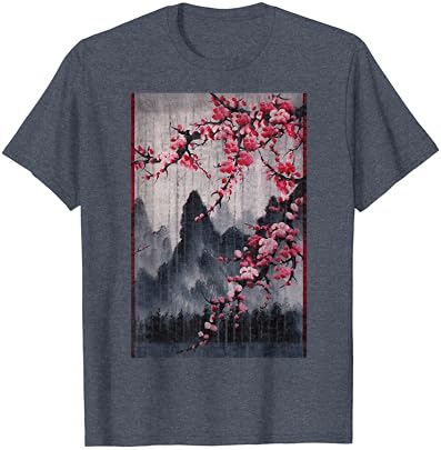 Vintage Cherry Blossom Woodblock Tee Japanski Grafički Art T-Shirt