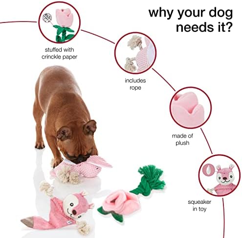 Kensie 3 kom Iskrcavač plišane igračke za pse, interaktivna igra žvakati igračke za puppene srednje i