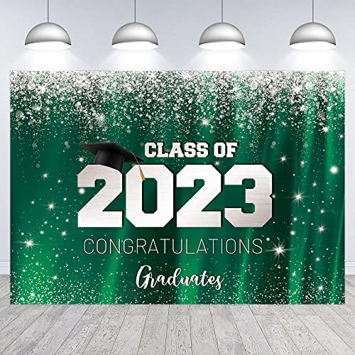 Hilioens 7×5ft klasa 2023 mature pozadina zelena Srebrna čestitka Graduate Congrat pozadina College
