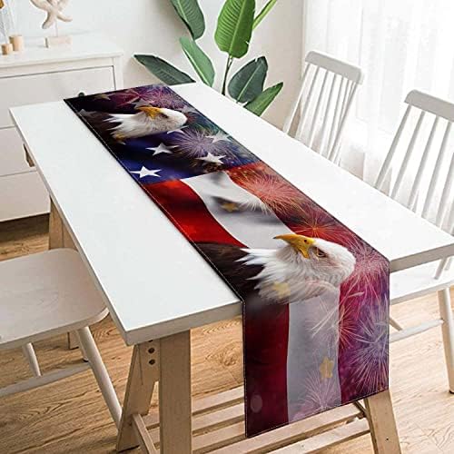 Stolni trkač Neklizajni pravokutnik Eagle Američka zastava Štampani uzorak za trpezariju, kuhinju,