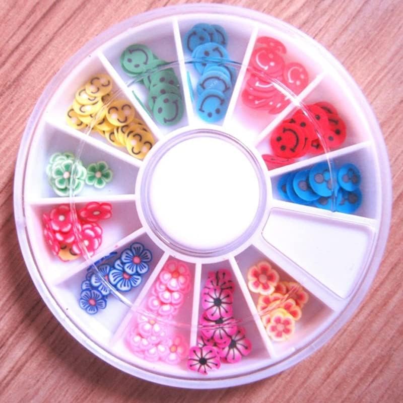 Jedna kutija modni ukras za nokte glitter meka keramika nasmijano cvijeće pribor za nokte puder za nokte 3d
