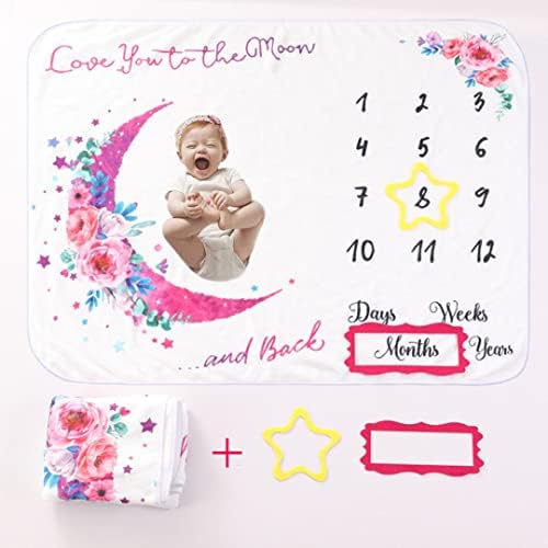 Fenyiti Mjesečna prekrivačica za dječaka i djevojaka personalizirana grafikona novorođenčadi Fotografija pozadina
