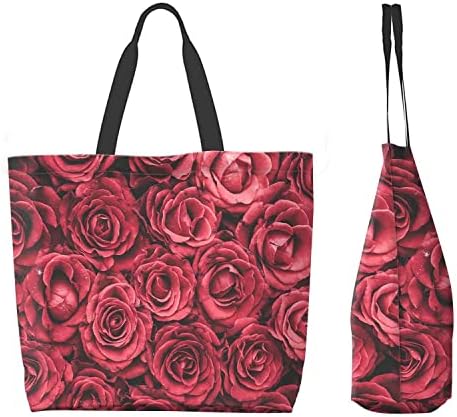 Yumqseos Kuhinja Trgovi za višestruku za višestruku za višekratnu upotrebu Velika torba za višestruku ležernu torbu za ručak Travel Kupovina - Red Rose