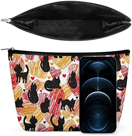 Crna mačka srca PU kožna torba za šminku Travel Cosmetic torbice Veliki kapacitet prijenosni toaletni