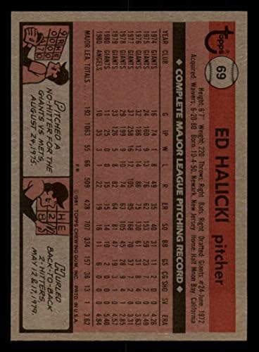 Baseball MLB 1981 gornja polovina 69 Ed Halicki Angels