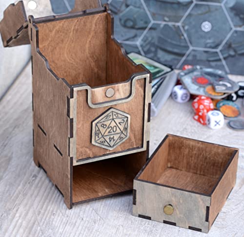 Drvena TCG palubna kutija, ručno rađena drvena TCG kutija za odlaganje, personalizirana kutija za kockice i karticu, pohranu igara za karticu