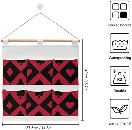 Personalizovani Poker zidni ormar viseća torba za odlaganje 6 džepova laneni pamuk preko vrata Organizator torbe za spavaću sobu kupatilo