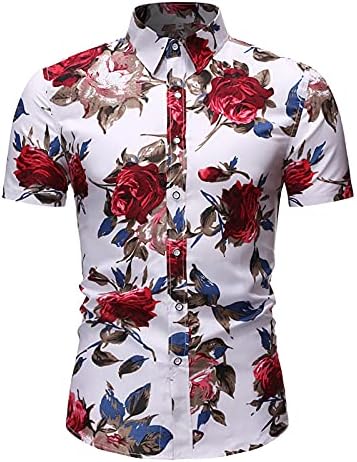 Muška ljetna plaža odijela cvjetna havajska majica i šorc odijela dva komada gumb prema dolje tropske povremene