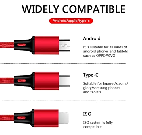 2 pakovanje - 3 stopa - 3 u 1 najlonskim pletenim kablom za brzo punjenje - USB mikro / USB tip-c / munje