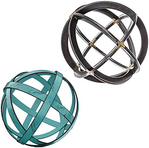 Svakodekor metalna ukrasna sfera za kućni dekor - teal 4,5 x 4,5 i crna i zlatna 7 x 7 paket