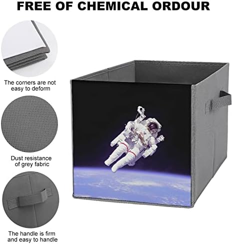 Nudquio Astronaut sklopive kante za skladištenje sklopive kutije kocka tkanina jednostavan organizator sa ručkama za odjeću za kućne spavaće sobe Igračke Knjige 10 x 10 inča