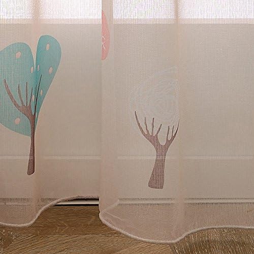 Melodieux crtani drveće Sheer Rod Pocket Voile zavjese / zavjese za dječju sobu, 52 w x 63 l