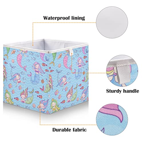 Cartoon Mermaid Cube Storage Bin sklopive kocke za odlaganje vodootporna korpa za igračke za