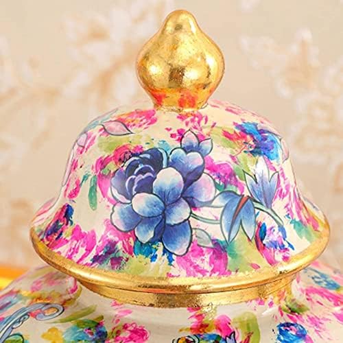 CNPraz Keramički đumbir Jar, evropska vaza za kućni dekor, moderna ručna boja ružičasti porcelanski hram stol Center Center Center Decor Jar / Veliki čuvar, višeje boje