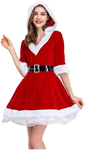 Božićna haljina za žene crvene zelene praznične haljine Santa Claus kostim Retro Cosplay Party Maxi