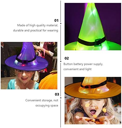 TOYANDONA Cosplay dodatna oprema 6kom ukrasi za Noć vještica vještica svjetla nazubljeni dekor užareni Vještičji šešir dekor Halloween rekviziti čine dodatnu opremu