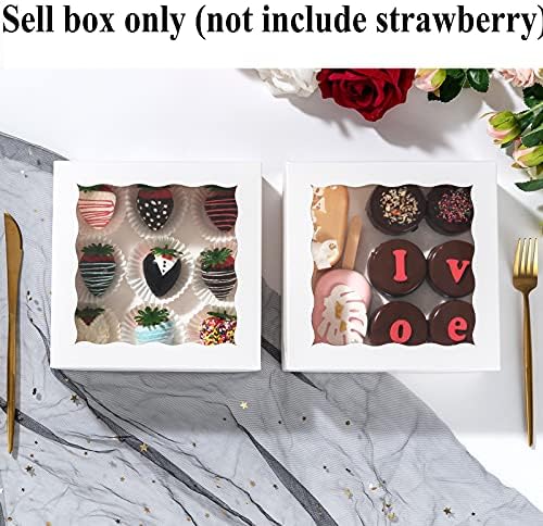 RomanticBaking 14kom 7 x 7 x 2 1/2 inča pekarske kutije sa prozorskim kutijama za pitu kolačići kutije sa čokoladom prelivene jagode kutije sa kolačićima
