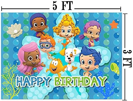 TAUERGULE 5x3ft Crtić Bubble Guppies tema fotografija pozadina okeana Bubble djeca princeza ukras za Sretan