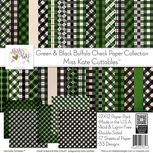 Paket uzorka - Green & Black Buffalo Check - 17 dvostrano 12 X12 kolekcija uključuje 34 obrasce - izrada kartica za izradu screpbooking - od strane propusnika