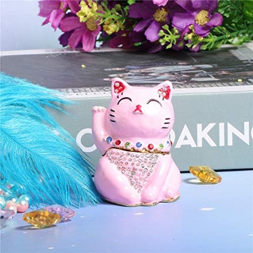 Waltz & F Pink Lucky CAT figurica Kolekcionarska kolekcionarska šarkalna sitnica BEJEWELD ručno