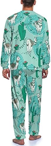 BAIKUTOUAN Boho Alapaca i Cactus Print pidžama Set Top i hlače Muška odjeća za spavanje