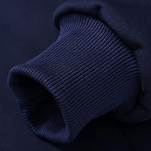 Muški print Dvodijelni plišani kapuljač dugih rukava Ležerne prilike za zgušnjavanje Džepne kapute Duge hlače tamno plava