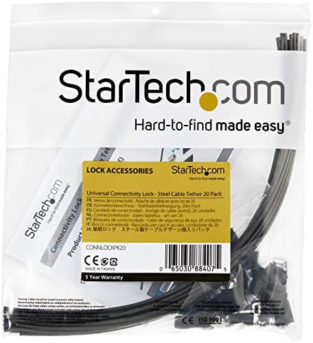 StarTech.com sigurnosni kablovi od 20 paketa za adaptere & amp; Dongles - univerzalni kablovski Adapter Tether-kablovi za vezivanje - podesiva dužina komplet zaključavanja kablova protiv krađe-čelik