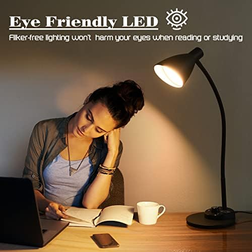 Cesunlight LED stočna lampa, stolna svetlost sa USB punjačem, 3 temperature u boji i 20 nivoi osvetljenja, metalni desni svetlo za ured za ured i spavaću sobu, 10W, 1000 lumena, adapter uključen