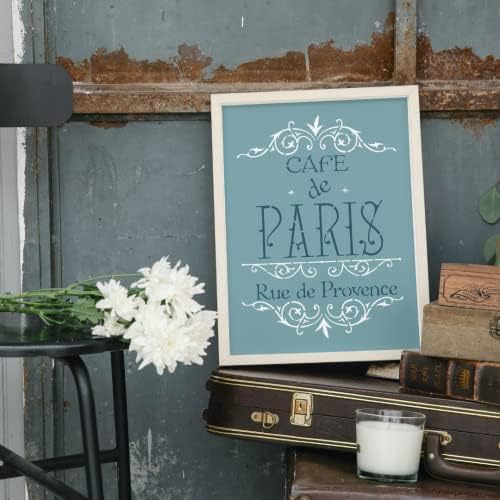Cafe de Paris Elegantne šablone DIY Namještaj i zidni znak Najbolji vinilni veliki šabloni za farbanje na drva, platnu, zidu, itd.-Multipack | Sjajni materijal plave boje