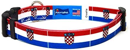 Hrvatska ovratnik za pse | Hrvatska zastava | Brzo izdanje kopča | Napravljeno u NJ, SAD | za male pse