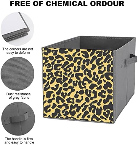 Crno-žuti Leopard Print velike kocke Storage Bins sklopiva platnena kutija za odlaganje Ormara