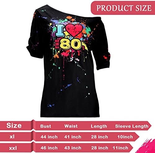 80s Outfit za žene Love Off The should T Shirts Novelty Neon Women Top odjeća za kostime majice dužine srednjeg rukava