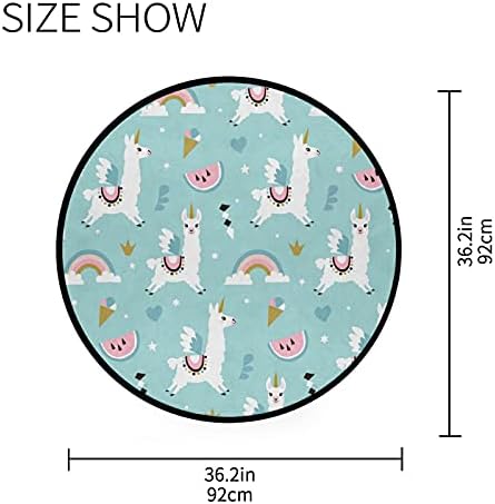 36,2 inča veliki okrugli Meki tepisi slatka Rainbow Unicorn Llama rasadnik Playmat prostirka za djecu