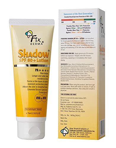 Malar Shadow krema za sunčanje Spf 80+ losion, uva i Uvb zaštita širokog spektra, nudi zaštitu Pa++++, vodootporna, nemasna, zaštita od dugih sati, 75ml