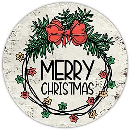 Dobrodošao Božićna ljubav okrugla Tin znak Božić Mistletoe vijenac Potpisuje sveti noćni zidni dekor umjetnina za kućnu dnevnu sobu Kuhinjski bar Kavana 12x12in