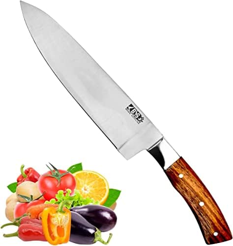 Brosina isporuka ultra oštri kuharski nož - ručni profesionalni kuharski nož - kuhinjski nož - 12 hrom od nehrđajućeg čelika 8 inča - full tang elegantna drška drva pakka