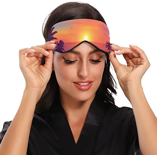 Sunrise Beach Plam Tree Prozračna maska ​​za spavanje, hladno osjećati poklopac za spavanje očiju za ljetni