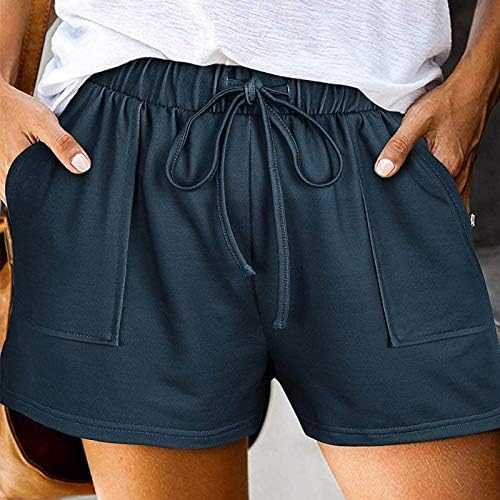 Žene udobne kratke hlače Ljetne elastične struke pamučne kratke hlače široka noga kratka sa džepovima