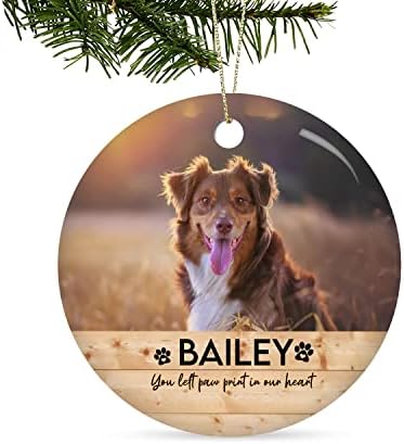 VHGECO Božićni pas Memorijalni Ornament poklon, foto ljubitelji pasa Memorijalni poklon, fotografije sa